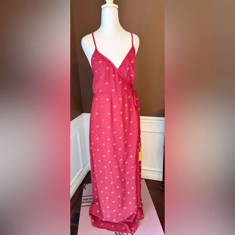 RAGA Autumn Love Maxi Wrap Dress Color Wine Size Small Sample Dress NWT - Picture 4 of 13